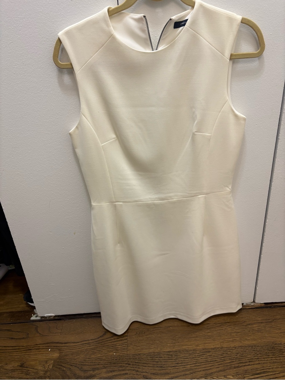 French Connection Classic Sleeveless Cream Sheath Dress